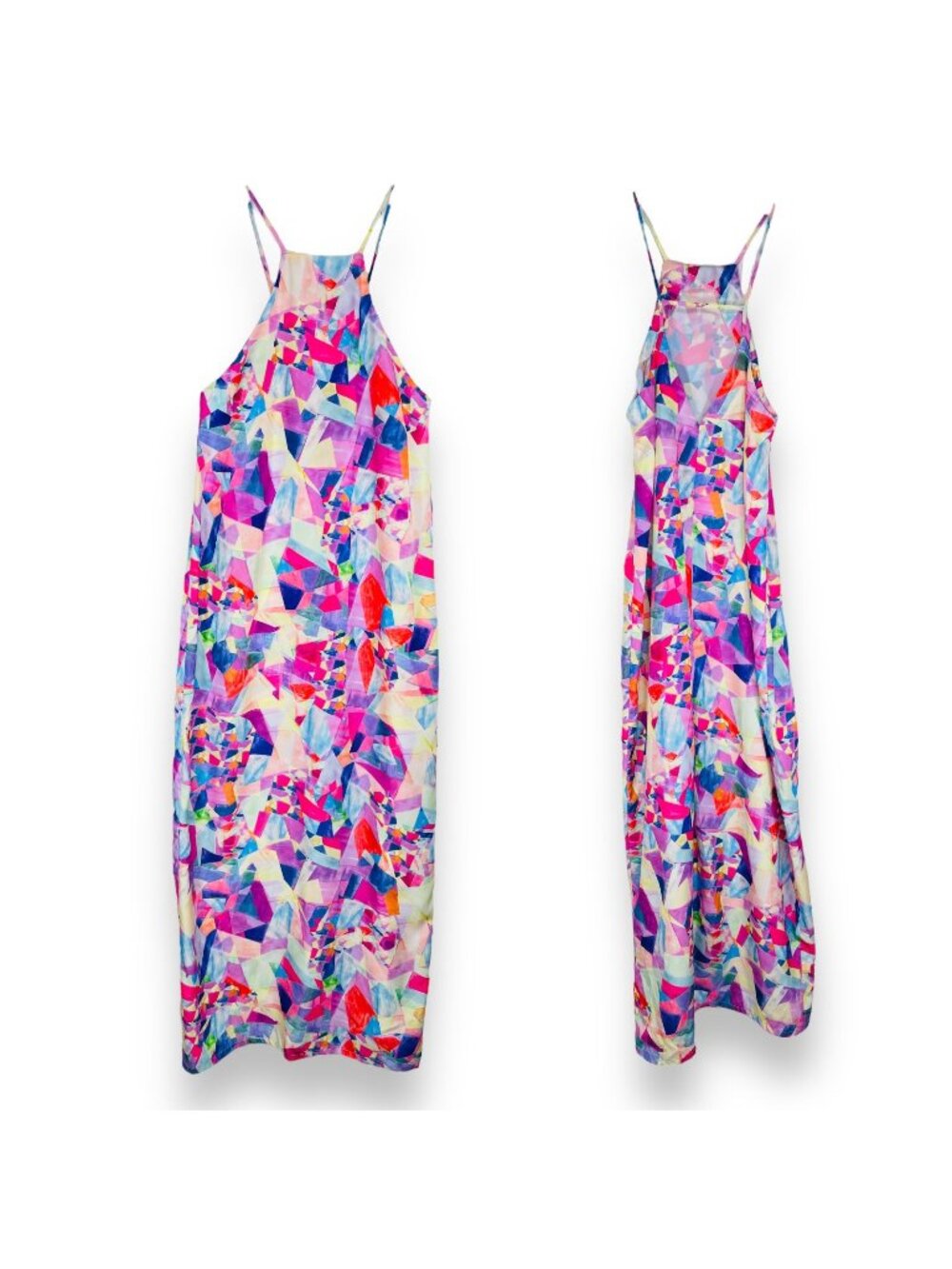 NWOT Nasty Gal Multicolor Abstract Print Cutout Sleeveless Maxi Dress XXS